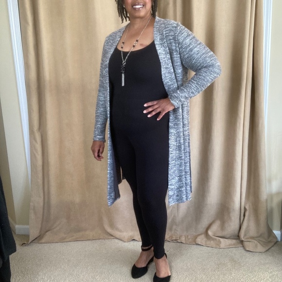 Lane Bryant Marled Long Duster Cardigan Gray, 10/12 NWT - Picture 9 of 16